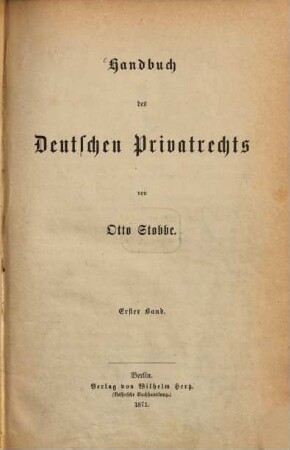 Handbuch des deutschen Privatrechts. 1
