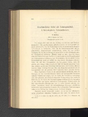 Geschmolzene Salze als Lösungsmittel. I. Kryoskopische Untersuchungen.