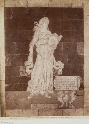 Benvenuto di Giovanni del Guasto: Samische Sibylle, Detail des Fußbodens im Dom von Siena