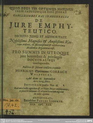 Conclusiones Has Inaugurales De Jure Emphyteutico