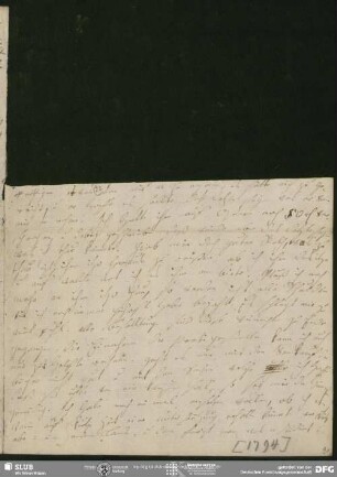 Eigenh. Brief (unvollständig) von Johanna Christiane Erdmuthe Schlegel an August Wilhelm von Schlegel, Hannover, 1794