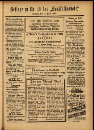 Zweite Ausgabe vom Sonntag, den 19. April 1896.