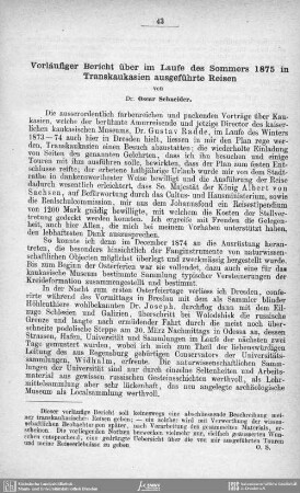 Vorläufiger Bericht über im Laufe des Sommers 1875 in Transkaukasien ausgeführte Reisen