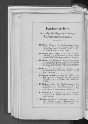 Fachschriften des Lehrerkollegiums hiesiger Taubstummen=Anstalt.