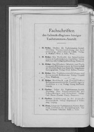 Fachschriften des Lehrerkollegiums hiesiger Taubstummen=Anstalt.