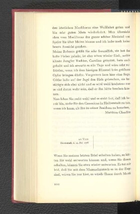 An Voss Darmstadt, den 12. Juli 1776