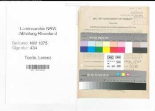 Entnazifizierung Lorenz Toelle , geb. 19.06.1905 (Schuhmacher)