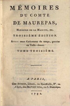 Mémoires du Comte de Maurepas : [rédigés par M. Salé], 3