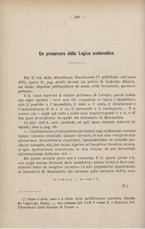 Un precursore della Logica matematica.