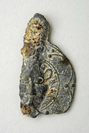 Fragment eines Schildes mit Löwenmaske [Mont-Saint-Michel ?]