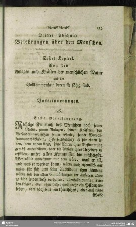 Dritter Abschnitt. Belehrungen über den Menschen