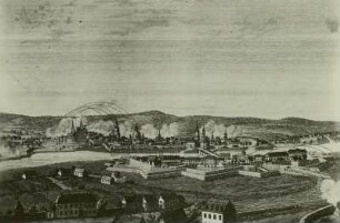 Belagerung von Dresden, 1760. Prospekt von Dresden nebst Belagerung, Bombardierung und Verbrennung durch Comando des Königs von Preußen (Friedrich der Große) vom 13. - 30. Juli 1760