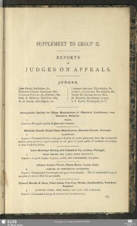 Supplement To Group II. Reports Of Judges On Appeals
