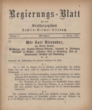 Nr. 1 : 3. Januar 1872