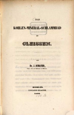 Das Kohlen-Mineral-Schlambad zu Gleissen