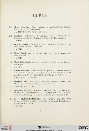 Uhren (Nr. 236-249)