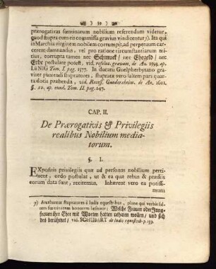 Cap. II. De Prærogativis & Privilegiis realibus Nobilium mediatorum.