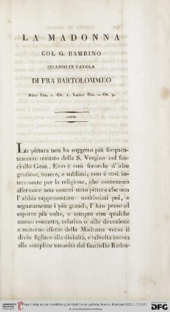CXXII. La Madonna col G. Bambino