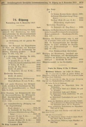 74. Sitzung. Donnerstag den 6. November 1919