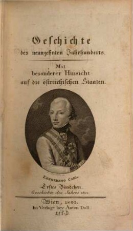 Historisches Taschenbuch : mit besonderer Hinsicht auf d. österreich. Staaten. 1. 1801 (1805)