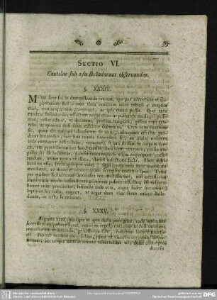 Sectio VI. Cautelae sub usu Belladonnae observandae