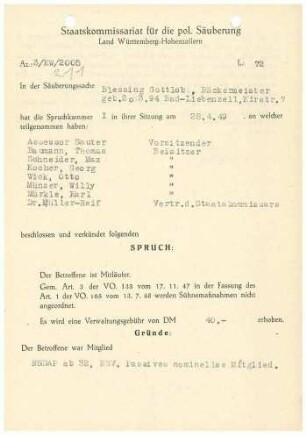 Blessing, Gottlob