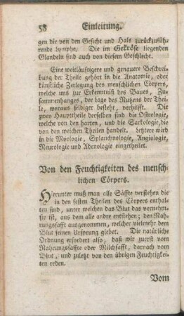 Von den Feuchtigkeiten des menschlichen Cörpers.