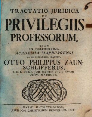 Tractatio iur. de privilegiis professorum