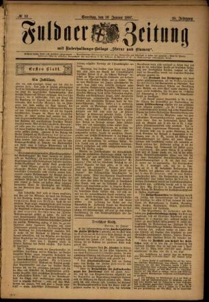 Erste Ausgabe vom Samstag, den 16. Januar 1897.