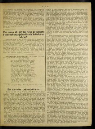 Von wann ab gilt das neue preußische Staatshaftungsgesetz für die Volksschullehrer?