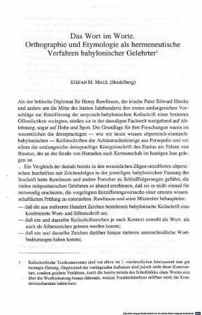 Das Wort im Worte : Orthographie und Etymologie als hermeneutische Verfahren babylonischer Gelehrter