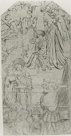 Vorzeichnung für eine Tapisserie (Ausschnitt aus einem Wasserturnier)