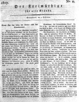 No. 11, Sonnabend, den 7. Februar 1807