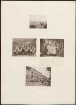 oben: Mitglieder des Königin Augusta Garde-Grenadier-Regiments Nr. 4 im Schwarzwald Mitte links: Lebendes Bild aus Mitgliedern des Königin Augusta Garde-Grenadier-Regiments Nr. 4 beim Reiterfest in Koblenz Mitte rechts: Benannte Personen als lebendes Bild am Gitter von Sanssouci unten: Regimentshaus in Koblenz