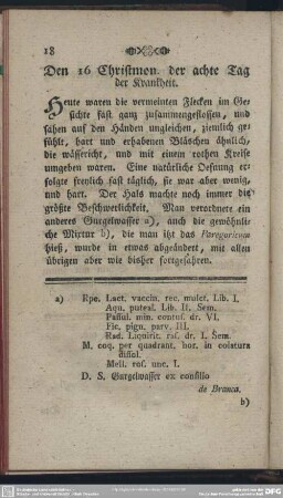 Den 16 Christmon. der achte Tag der Krankheit