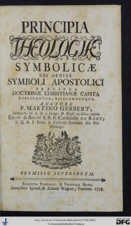 Principia Theologiae Symbolicae Ubi Ordine Symboli Apostolici Praecipua Doctrinae Christianae Capita Explicantur, Asserunturque