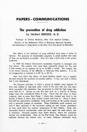 531-538, The prevention of drug addiction