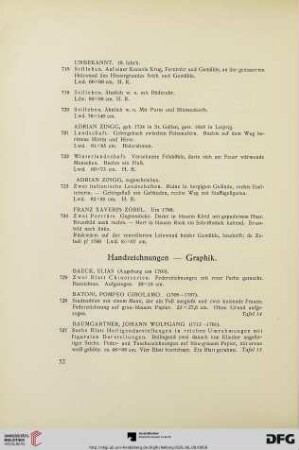 Handzeichnungen – Graphik (Nr. 725-801)