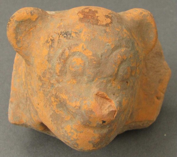 Animal head made of clay