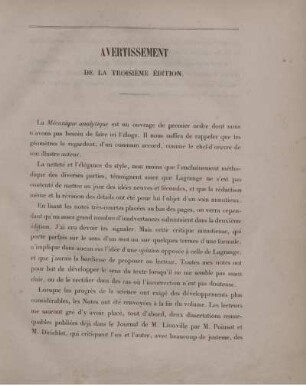 Avertissement de la troisième édition.