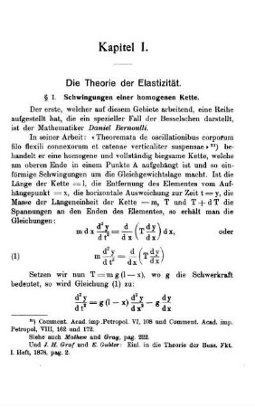 § 1. Schwingungen einer homogenen Kette.