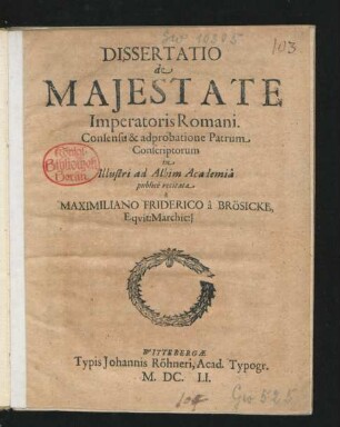 Dissertatio de Maiestate Imperatoris Romani