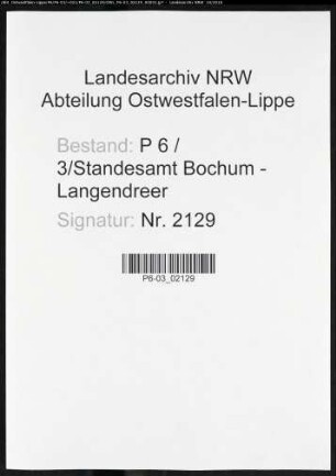 Namensverzeichnis Bochum - Langendreer, Todesfälle