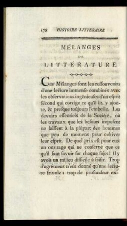 Mélanges De Littérature.