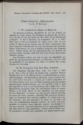 Dipterologische Aphorismen.