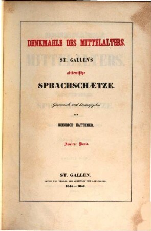 Denkmahle des Mittelalters : St. Gallen's altteutsche Sprachschaetze. 2, Notker's des Teutschen Werke ; 1