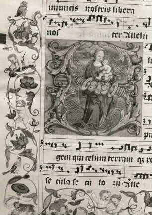 Missale, Seite 141, Initiale S: Mondsichelmadonna