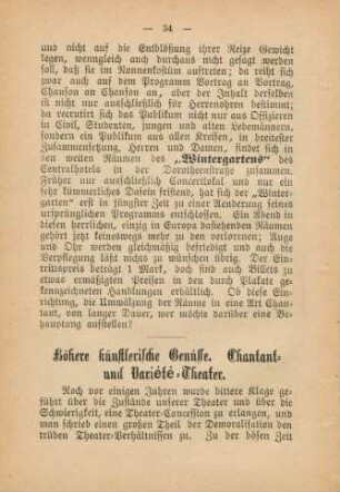 Höhere künstlerische Genüsse. Chantant- und Variété-Theater
