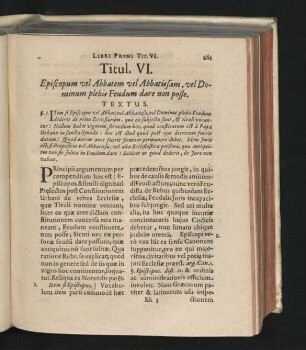 Titul. VI. Episcopum vel Abbatem vel Abbatissam, vel Dominum plebis Feudum dare non posse.