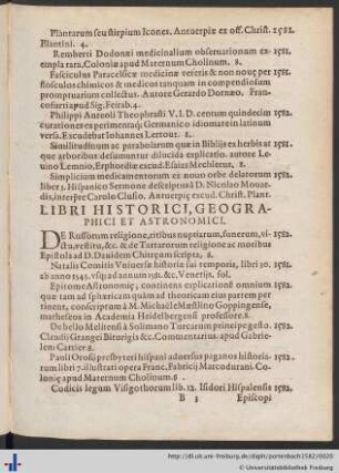 Libri Historici, Geographici Et Astronomici.